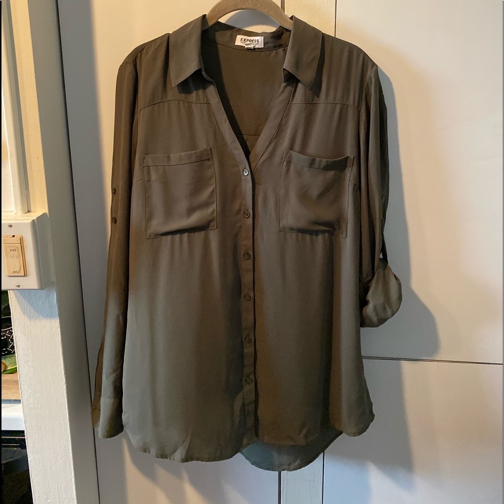 Express Portofino blouse size L hunter green